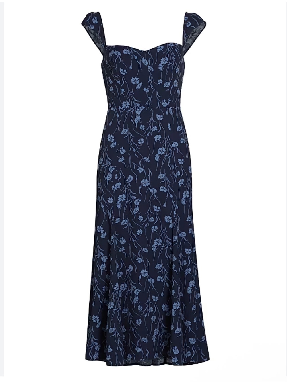 Reformation Navy Blue Floral Midi Dress